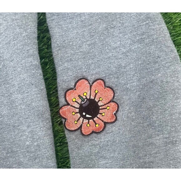 Puma  Women's Gray Hoodie Customized With Patches Size Small - Picture 4 of 13